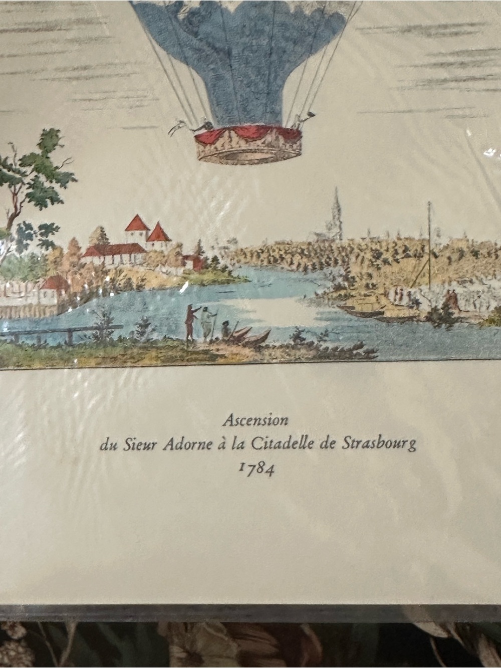 Vintage 1970s Hot Air Balloon ASCENSION Lohse Citadelle Strasbourg 1784 Art Prin - Picture 3 of 7